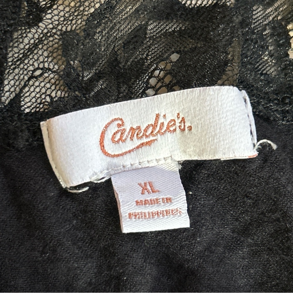 Candies Black Asymmetrical Tank Top With Lace Size XL - Picture 5 of 9